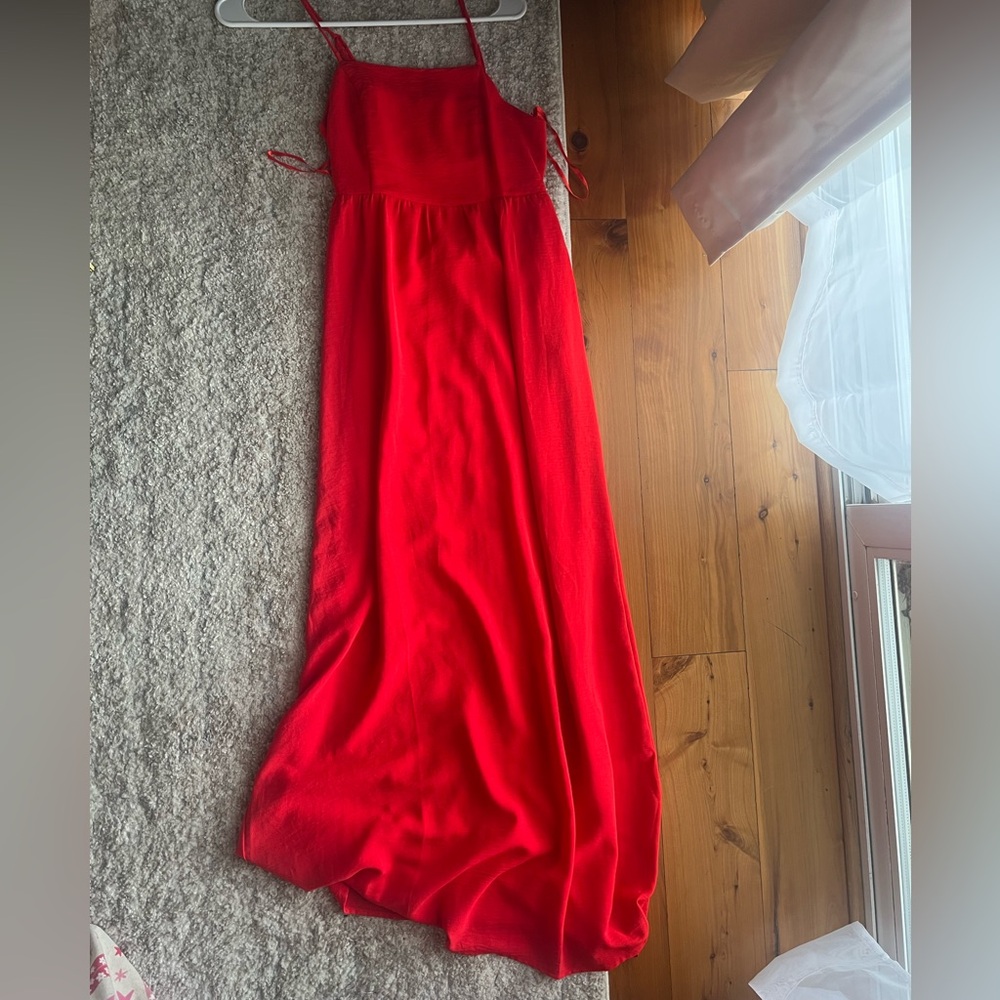 Bright red maxi dress